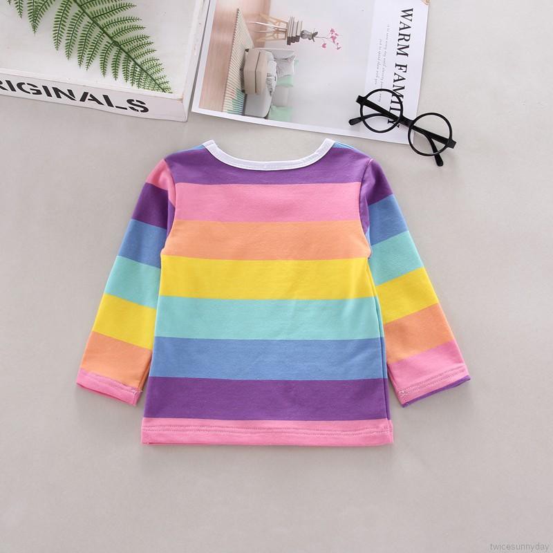 Bộ quần áo sọc cầu vồng xinh xắn dễ thương dành cho bé gái