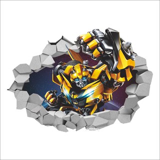 Nhãn dán tường hình rôbôt Bumblebee phá tường độc đáo
