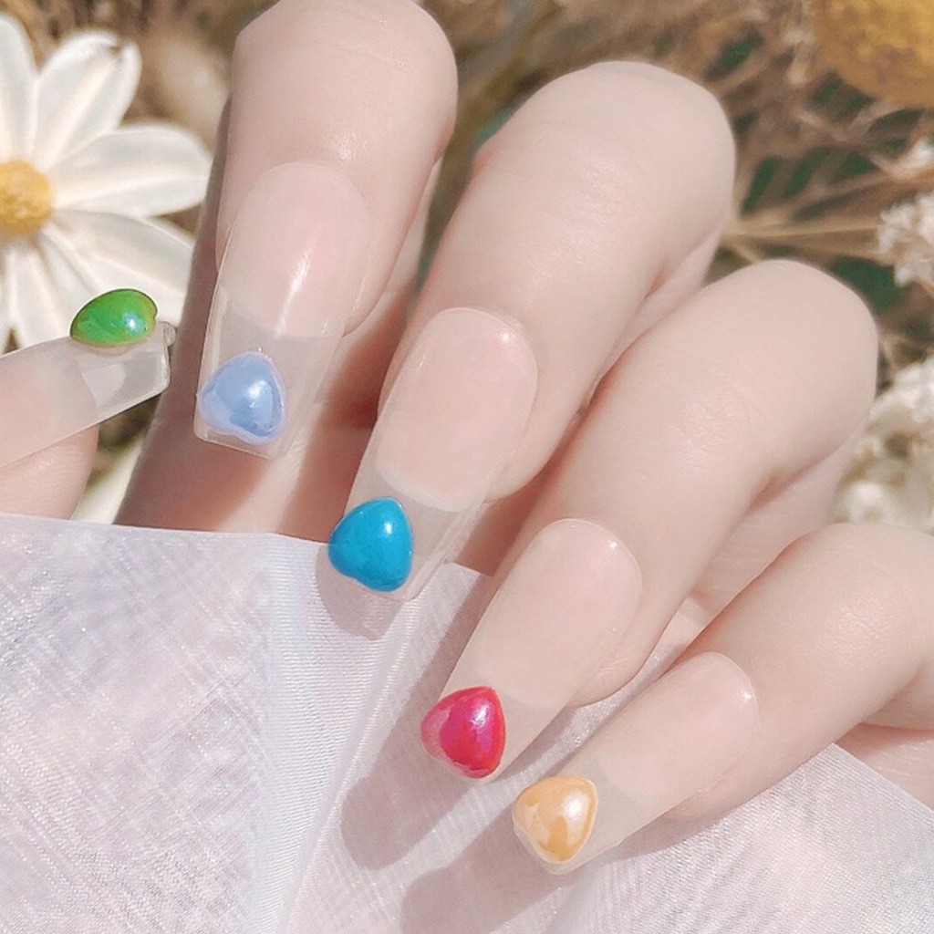 Set 50 Phụ Kiện Trang Trí Móng Tay Trái Tim Gốm Sứ 3D Dành Cho Nữ