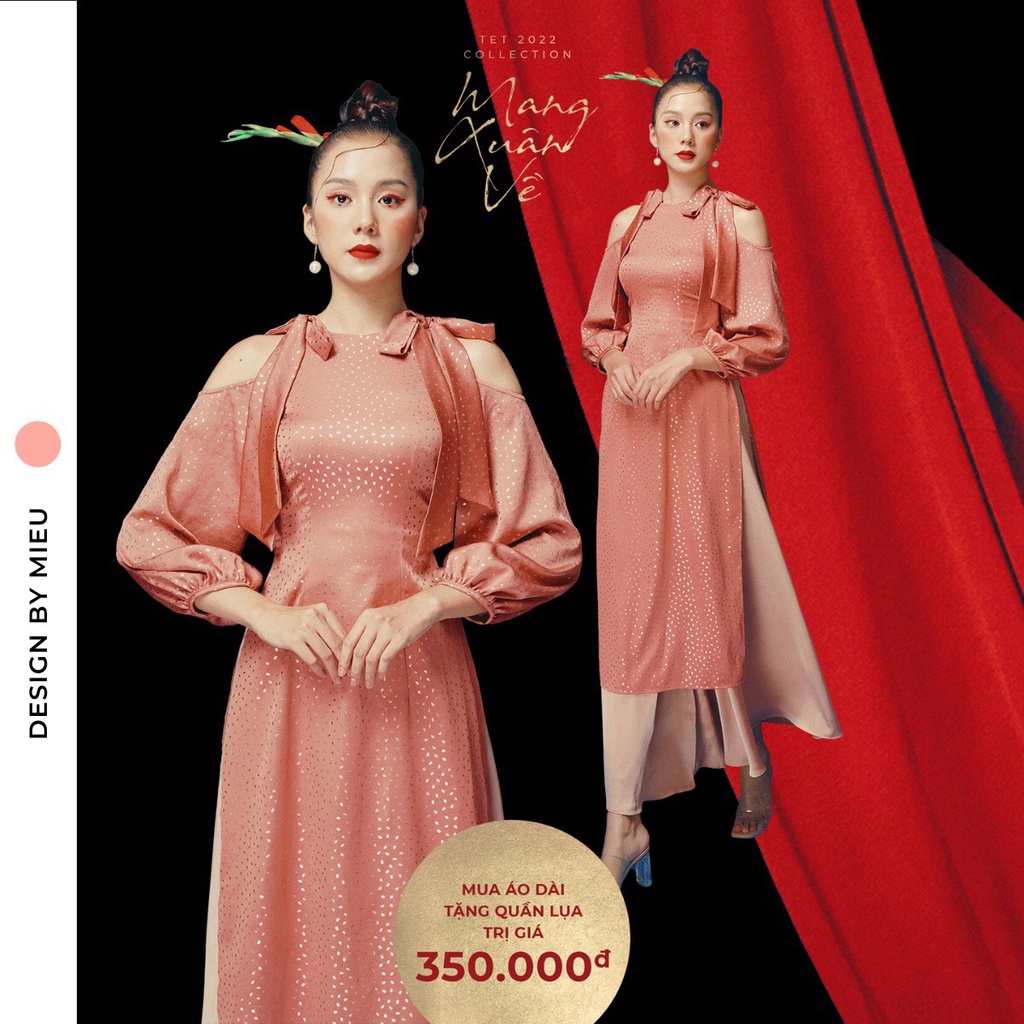 Áo dài lụa hồng đất khoét vai (Xuân Phương) MIEU - HJ01