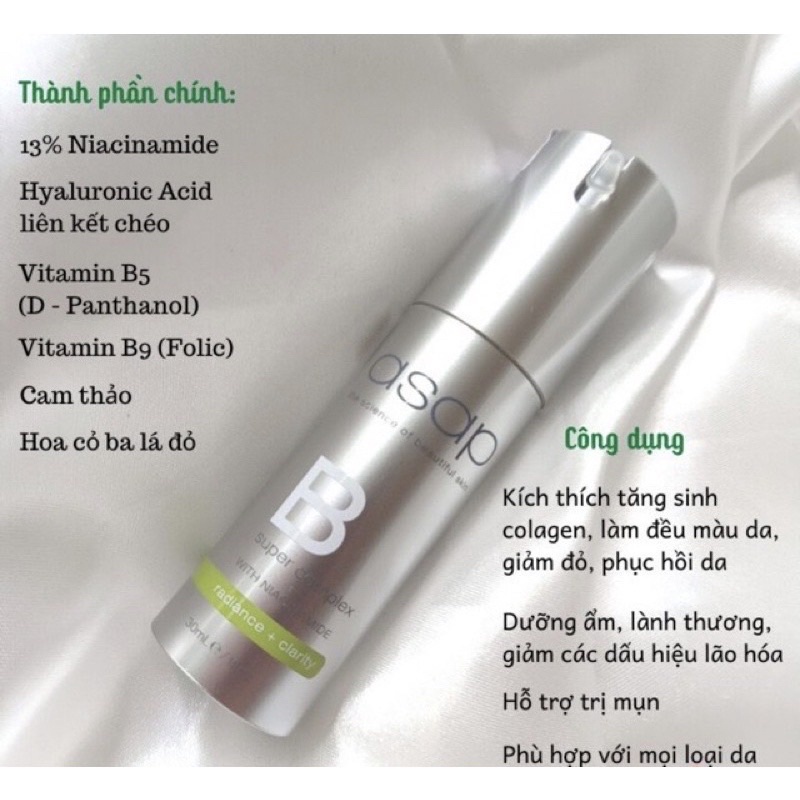 Asap B Tinh chất trẻ hoá, phục hồi trắng sáng da -  Hàng Công Ty
