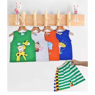 SET 3 BỘ Bộ quần áo cho trẻ em hình in đáng yêu từ 7kg đến 25kg có 4 màu để lựa chọn