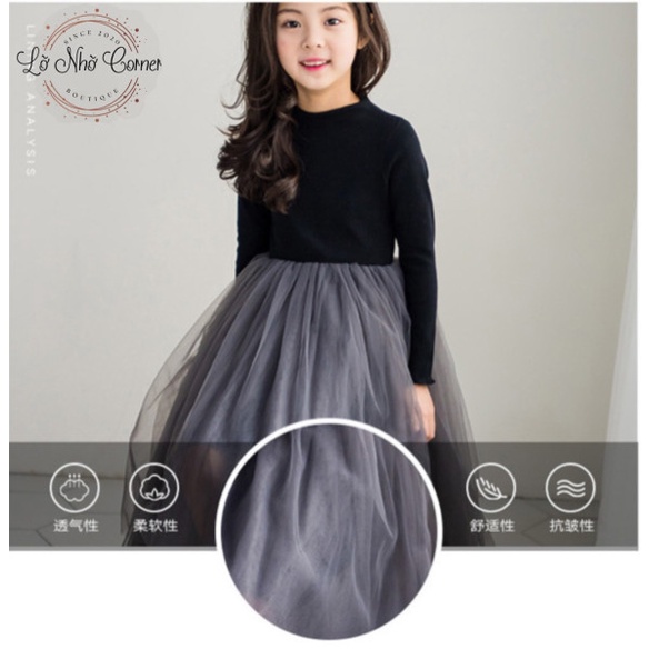 Váy cho bé gái siêu cấp dáng công chúa dễ thương size đại đầm sợi lưới sang trọng 3/4/5/6/7/8/9/10/11-15 tuổi (13-50kg)