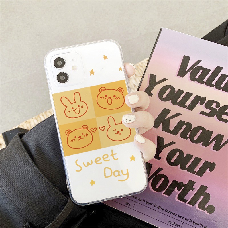 Ốp lưng iphone viền trong Gấu Sweet Day cho 6/6s/6splus/7/7plus/8/8plus/x//xs/11/12/pro/max/plus/promax t122