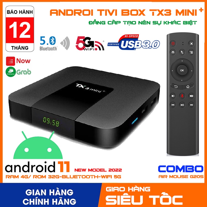 Android TV Box TX3 mini Plus 2022 RAM 4G ROM 32G Wifi 2.4/5G Bluetooth 5.0 - Android ATV11 Amlogic S905W2