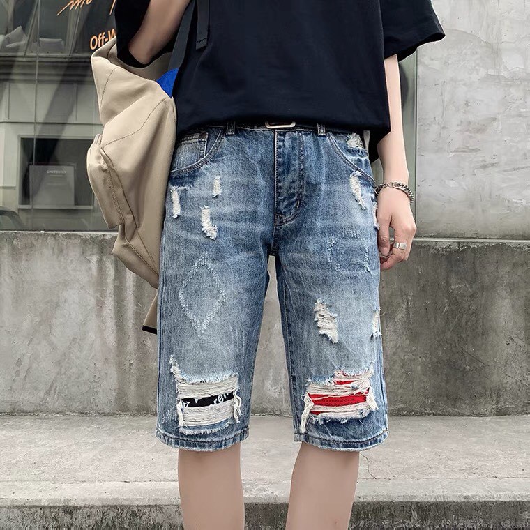 Quần ngố nam vải jean ống rách thể hiện cá tính