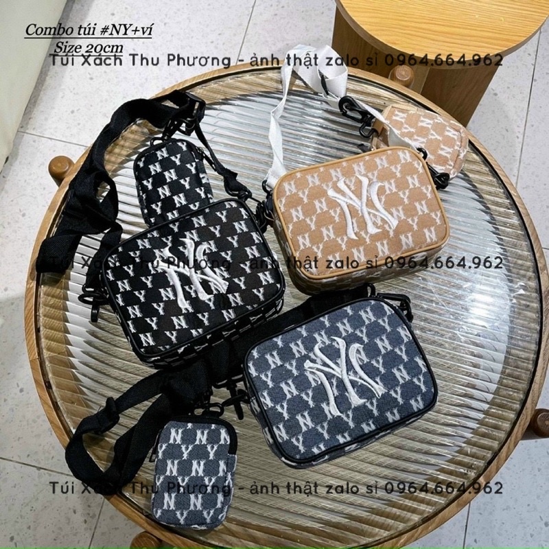 [Giá Sỉ Tận Gốc] Sét túi đeo chéo 2 món M L B mono form vuông chất liệu canvas loại 1 cho cả nam và nữ (kèm túi nhỏ)