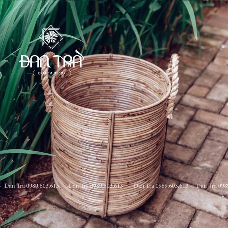 Sọt Mây Cao Cấp Đựng Đồ Chống Ẩm, Sọt Đựng Đồ Song Mây Có Quai Xách, Decor Mây Tre ĐAN TRÀ, Nội Thất Mây Tre Đan