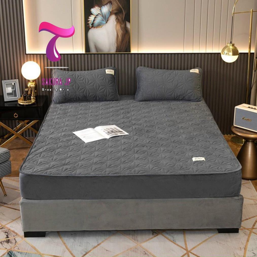 CHÍNH HÃNG-  Bộ Ga Gối Nỉ Nhung Trần Bông Cao Cấp Loại 1 Muji Xuất Nhật  Ga Gối Nỉ Nhung Muji Sakura JP Bedding Decor