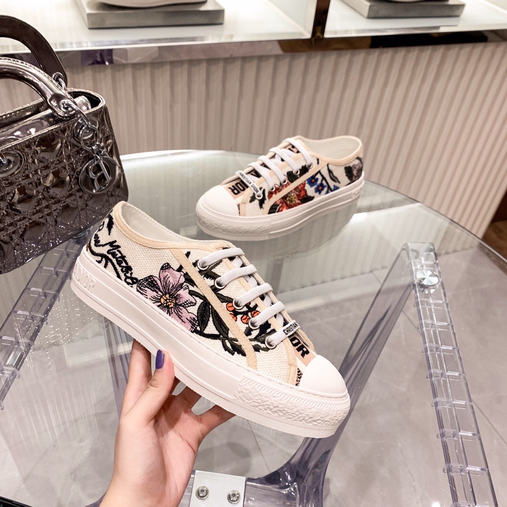 #Giày SNEAKER Đi Bộ 'N' Dr Bằng Vải Cotton Thêu Họa Tiết Đảo Ngược Toile de Jouy Không Hộp