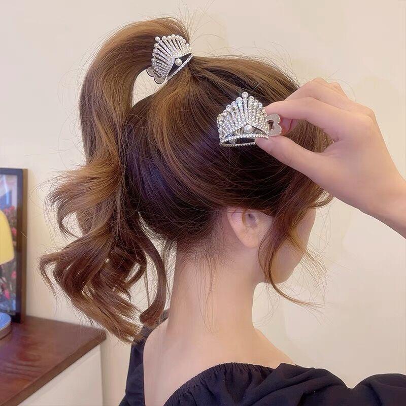 Kẹp Tóc Hình Vương Miện🌸FREESHIP🌸Kẹp Tóc Kim Loại Cố Định Đuôi Ngựa Đính Ngọc Cho Bạn Gái Thời Trang