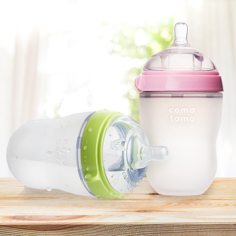 [TặngTay Cầm-Hàng Chính Hãng] Bình Sữa Comotomo, Bình Sữa Cho Bé Chống Sặc 250 ml Và 150 ml - 100% Silicone Y Tế