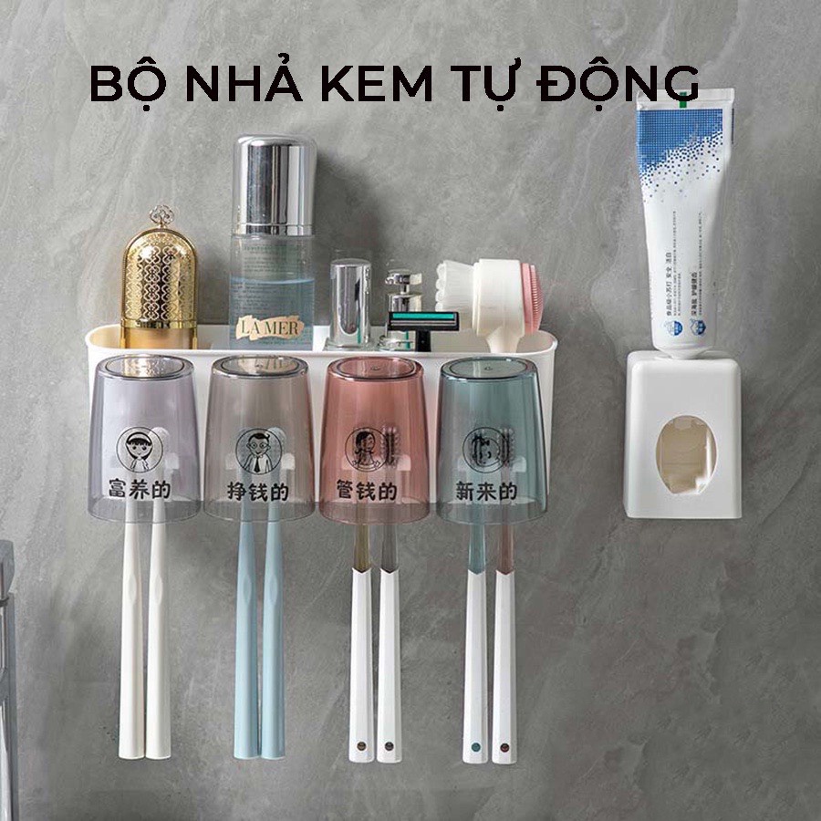 Bộ Nhả Kem Đánh Răng Tự Động, Kệ Để Đồ Phòng Tắm Tiện Lợi KHO GIA DỤNG HOÀNG ANH