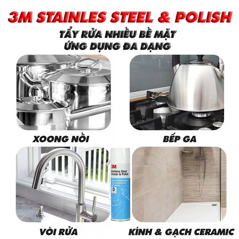 Chất tẩy rửa và đánh bóng thép Inox 3M - Stainless Steel Cleaner &amp; Polish (Chai 21 Oz) - Tổng Kho 3M
