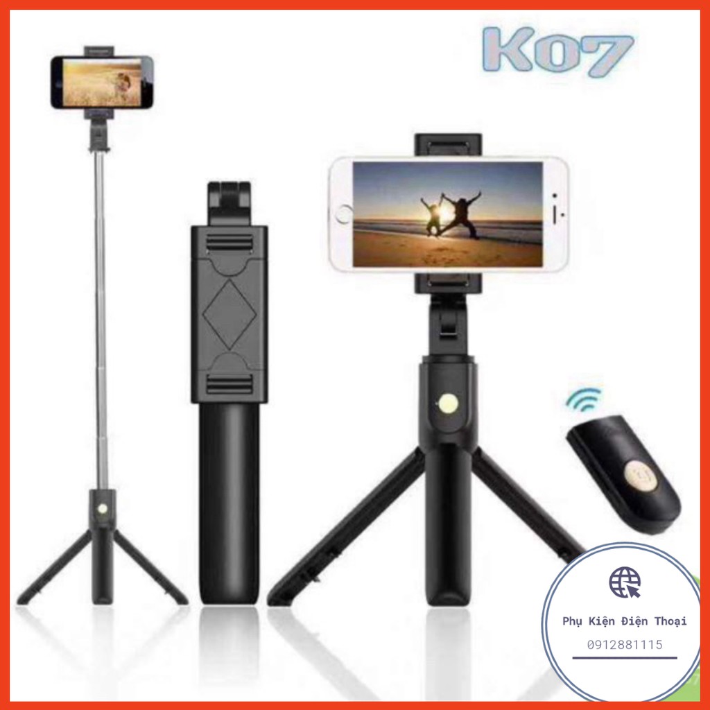 Gậy chụp hình kiêm Tripod 3 chân + Nút bluetooth K07 chính hãng ⚡Phụ Kiện Điện Thoại⚡️