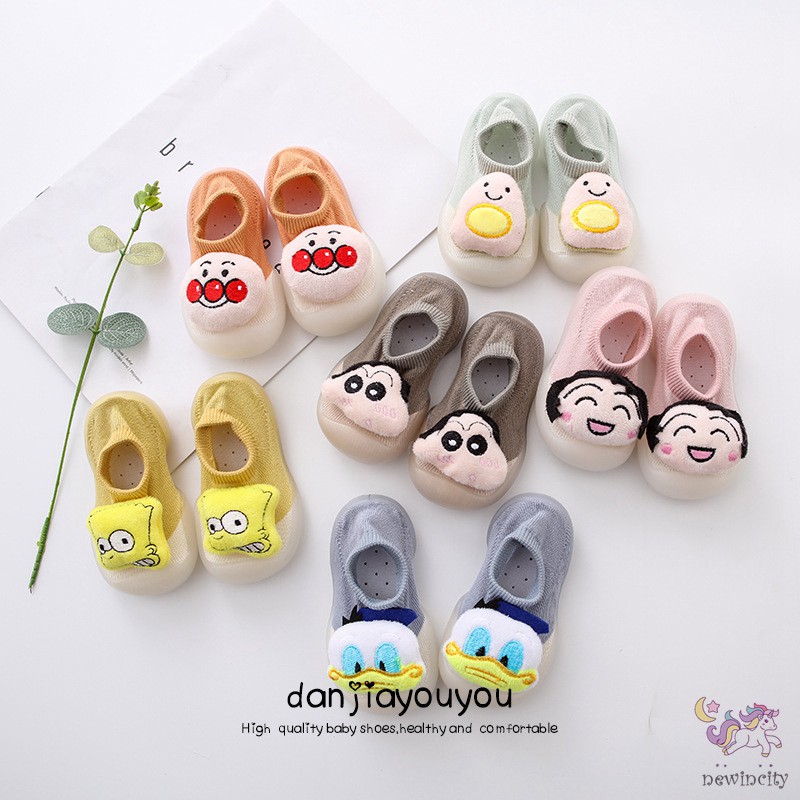 Giày Đế Mềm Chống Trượt Thiết Kế Kiểu Hoạt Hình Dễ Thương Dành Cho Bé Trai Bé Gái Tuổi Tập Đi