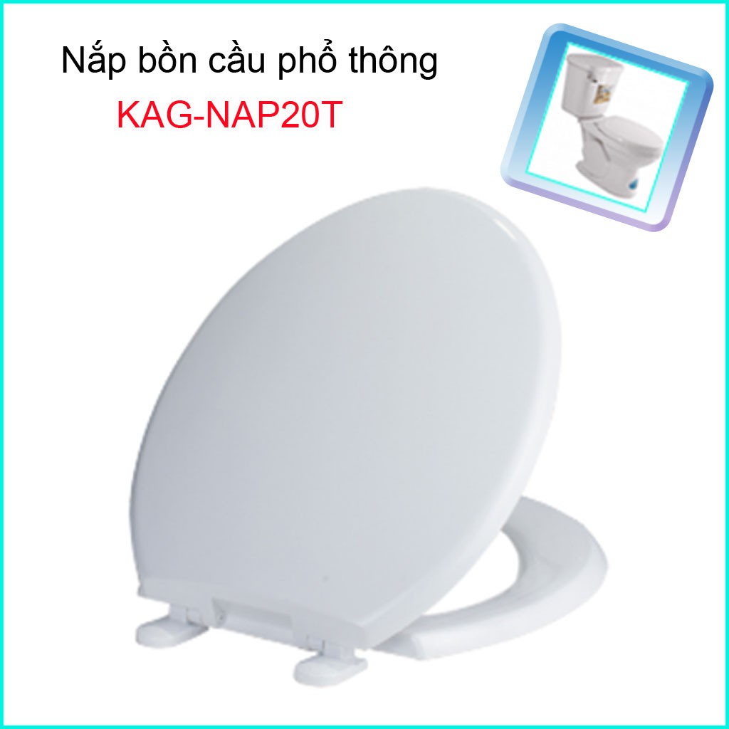 Nắp bàn cầu trắng KAG-NAP20, nắp đậy bồn cầu xí bệt cho các loại cầu phổ thông màu trắng