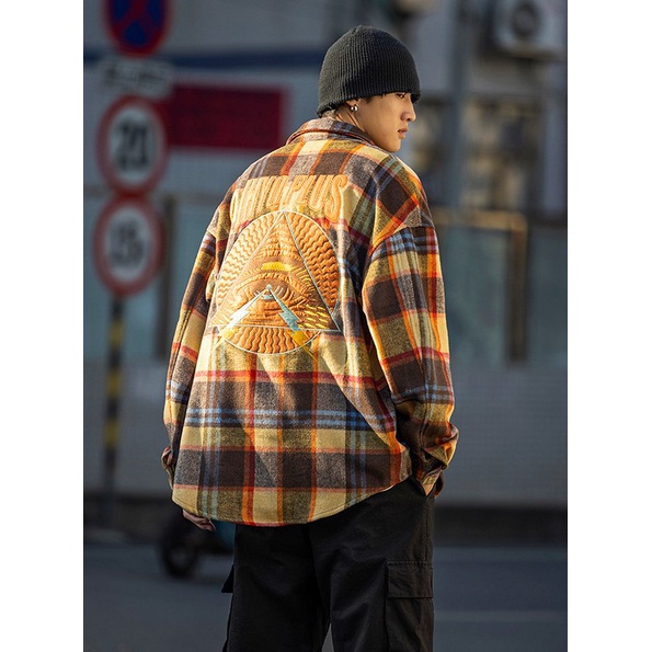 Áo Flannel nỉ mịn dầy dặn hoạ tiết thêu có lót vải dù ở tay