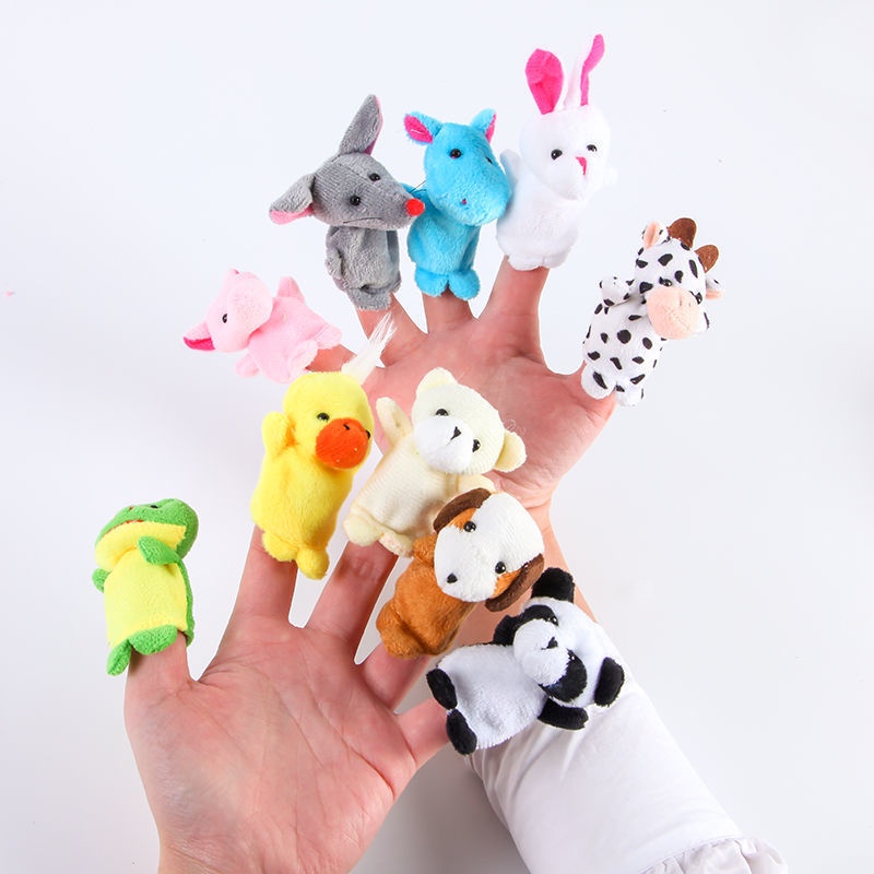 Set 10 Thú Nhồi Bông Đeo Ngón Tay Hình Động Vật Dễ Thương Cho Bé