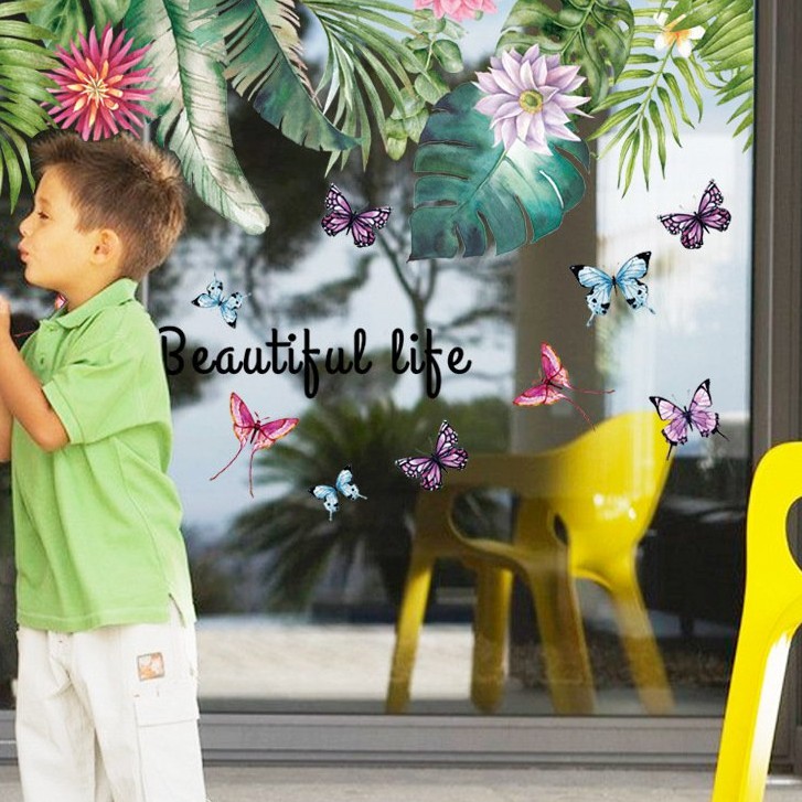 Tranh decal dán tường LÁ MUÔN MÀU BEAUTIFUL LIFE trang trí phòng khách - Decal dán tường