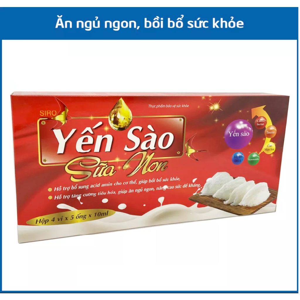 Siro Yến Sào Sữa Non – Tăng Cường Tiêu Hóa, Tăng Hấp Thu - Giúp Ăn Ngủ Ngon, Nâng Cao Sức Đề Kháng - Hộp 20 Ống