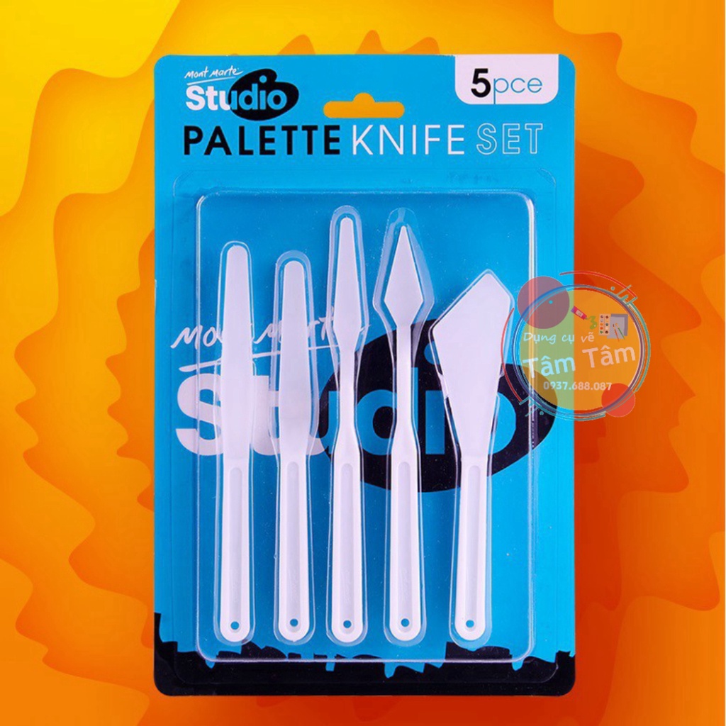 [TÂM TÂM] Bay bộ nhựa Mont Marte 5 cây, Mont Marte Studio Palette Knife Set 5pce Plastic MAPK0001