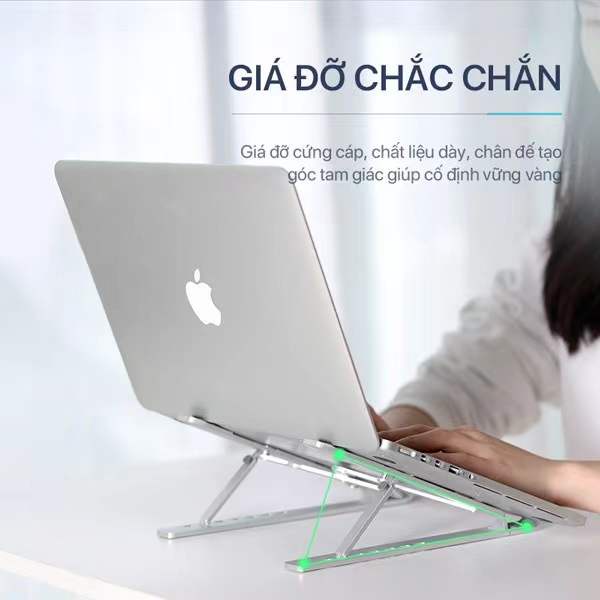 Giá đỡ Laptop , Giá kê MacBook , Ultrabook chất liệu bằng nhôm điều chỉnh độ cao , chống mỏi cổ, dễ gấp gọn