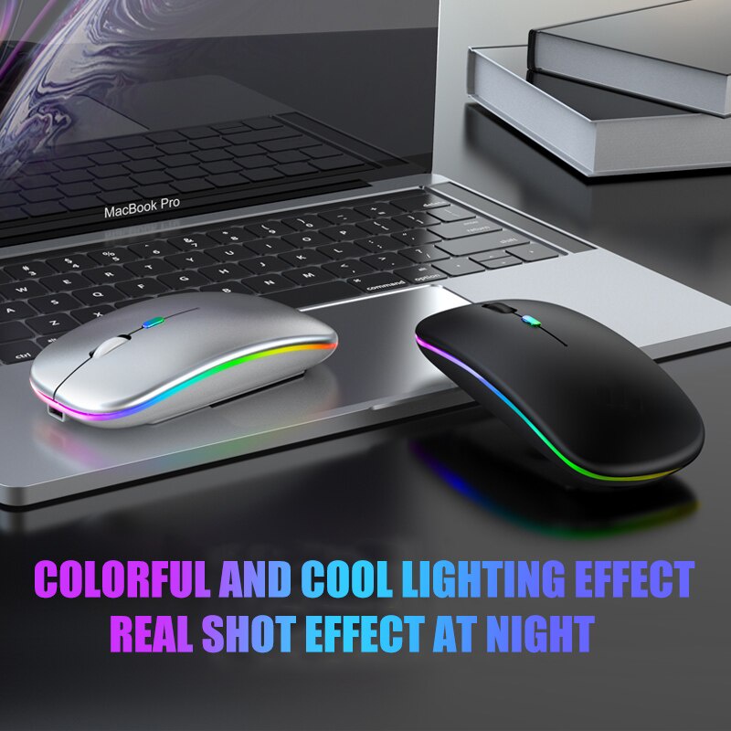Chuột không dây DLLENCASE A119 2.4Ghz USB RGB Bluetooth 5.2 có đèn LED cho laptop chất lượng cao