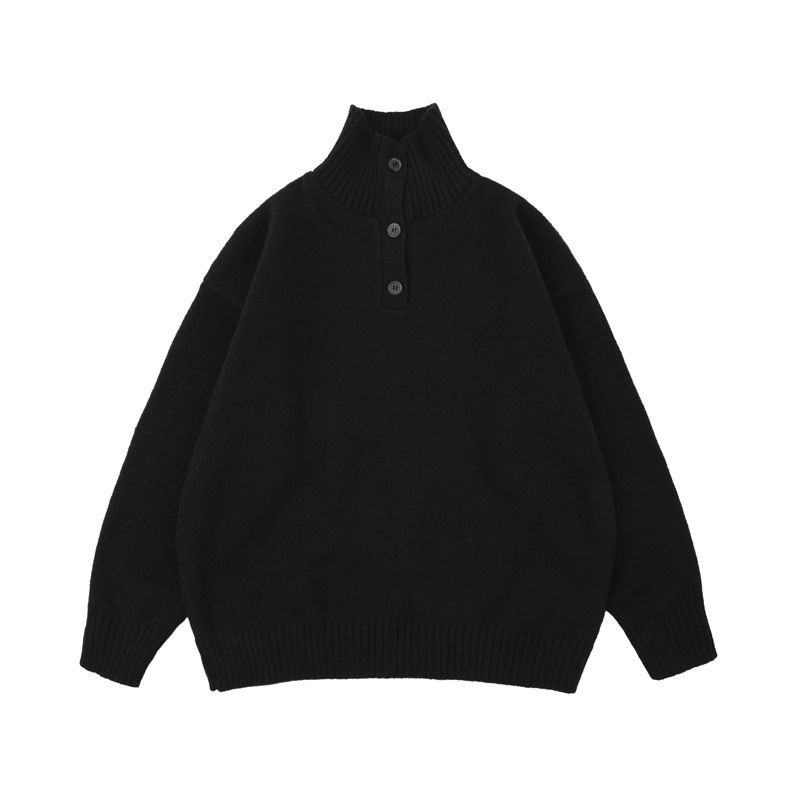 Áo Sweater Cổ Polo Dáng Rộng Màu Sắc Đơn Giản Thời Trang Cho Nam Và Nữ