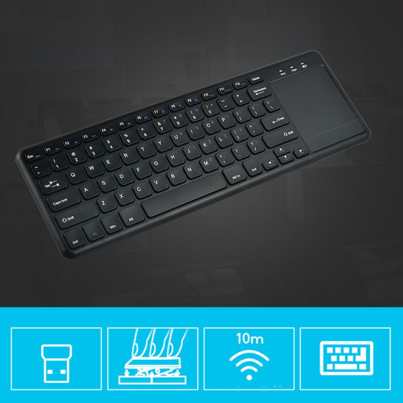 Bàn PhíM TíCh HợP ChuộT CảM ỨNg Không Dây 2.4G Htp PC Android Windows10 / 8 / 7 / Vista / XP