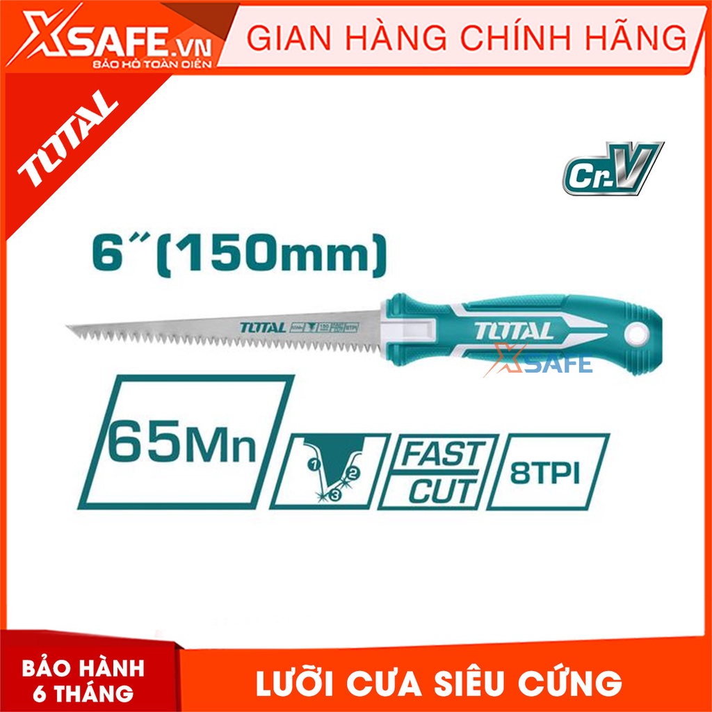 Cưa gỗ cầm tay mũi nhọn 6" TOTAL THWBSW626 cưa gỗ chuyên dụng lưỡi SK5 siêu sắc bén, chống cong gãy, chống rỉ sét