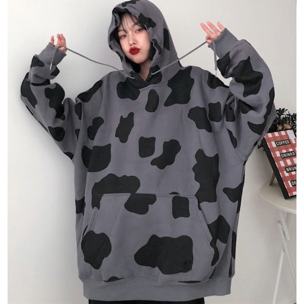 Áo hoodie thu đông nữ bò sữa nỉ lót nhung hai màu trắng xám chất đẹp (sẵn xl nỉ bông) | BigBuy360 - bigbuy360.vn