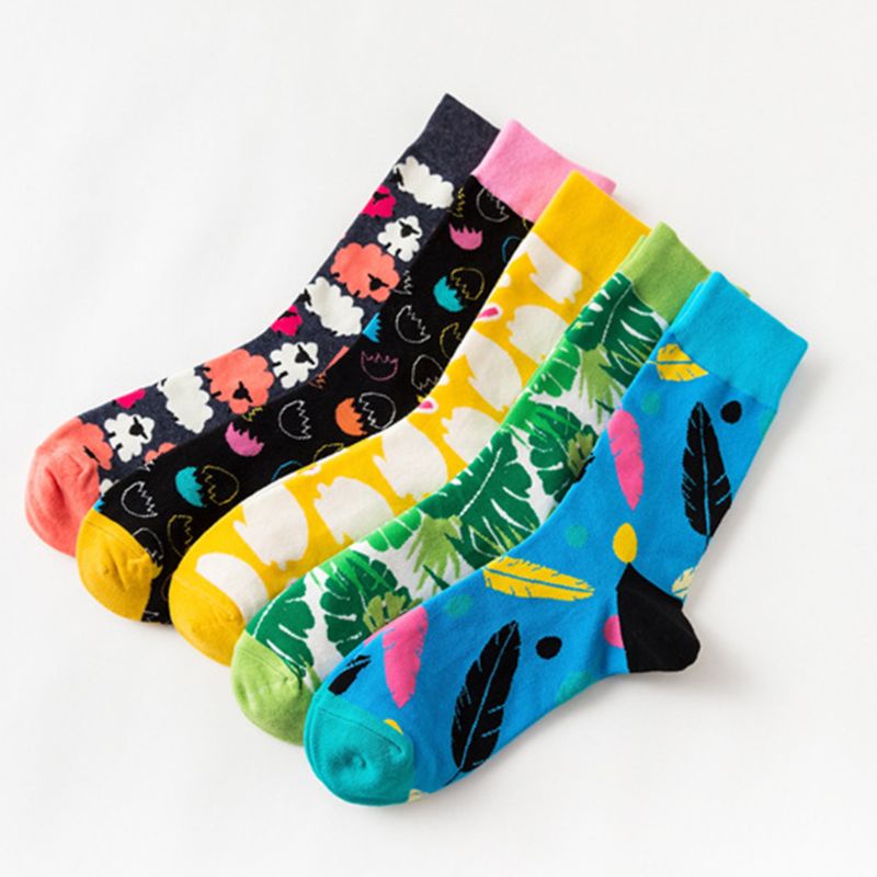 Youyo Đôi Vớ Cotton In Họa Tiết Hoạt Hình Vui Nhộn Nhiều Màu Sắc Phong Cách Harajuku Dành Cho Nam Nữ