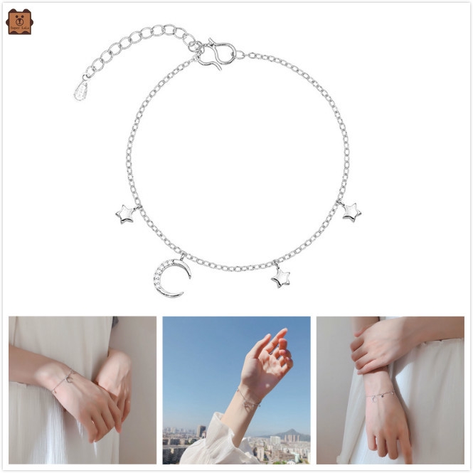 Vòng đeo tay hình mặt trăng ngôi sao đính đá nhân tạo lấp lánh