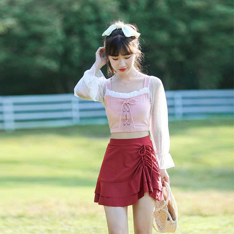 Swimsuit female 2021 new fashion ins super fairy split skirt style hot spring conservative student fairy fan swimwear | BigBuy360 - bigbuy360.vn