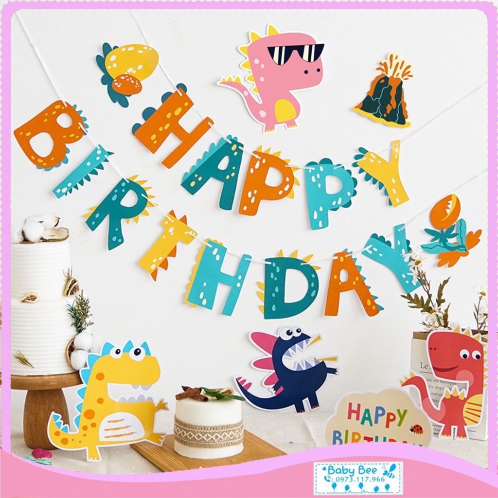 Dây Chữ Sinh Nhật HAPPY BIRTHDAY Kèm Sticker Thú Đáng Yêu