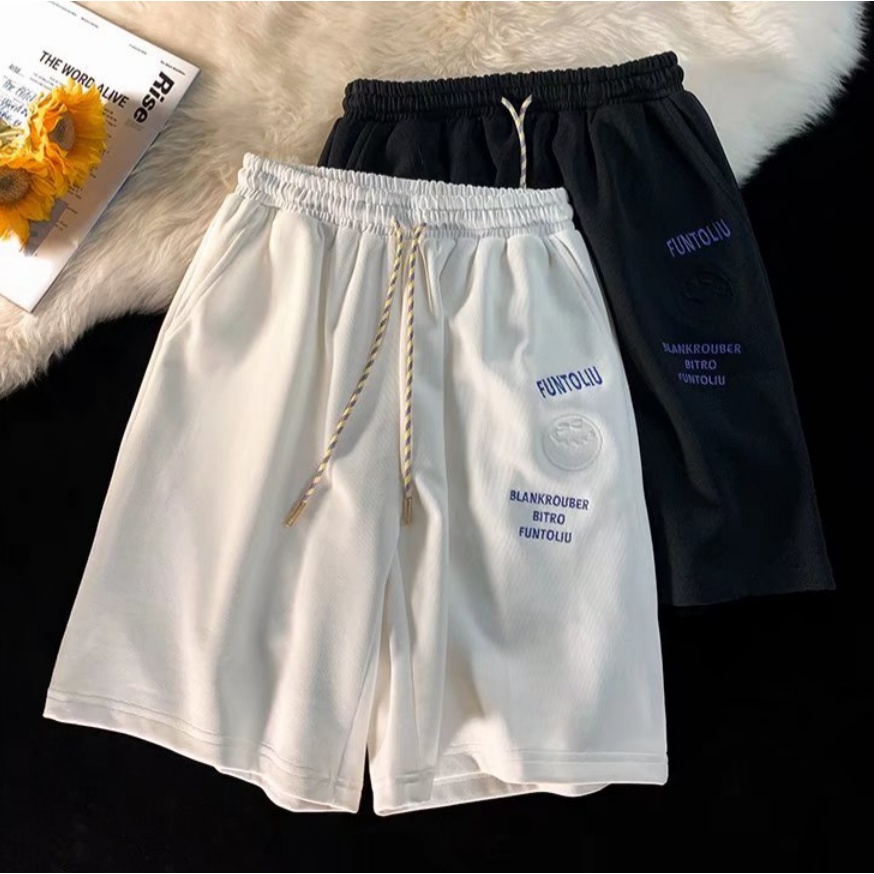 Quần Short Thể Thao Dây Rút In Chữ Plus Size Phong Cách Hàn Quốc Cho Nam