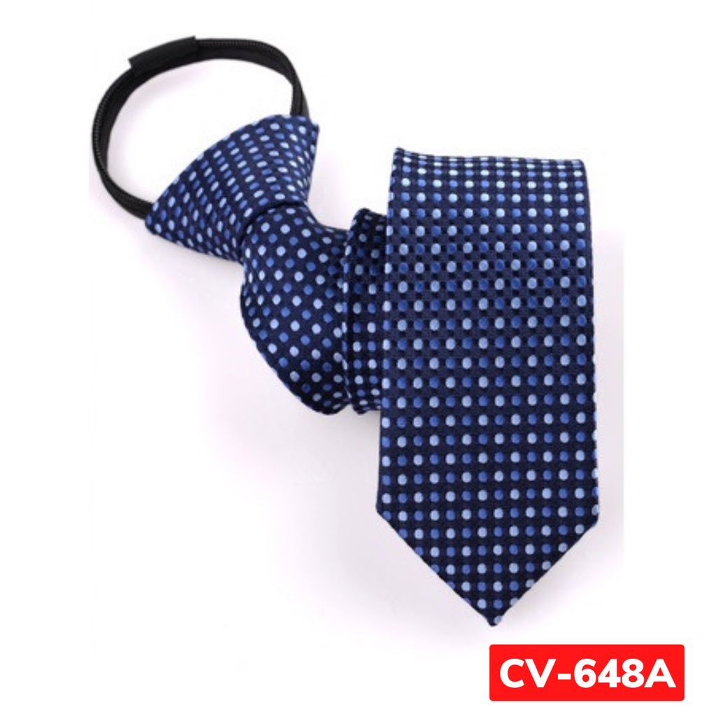 Cà vạt xanh đậm bản nhỏ 6cm thắt sẵn khóa kéo hoặc tự thắt thời trang cao cấp phong cách trẻ trung, cravat cao cấp