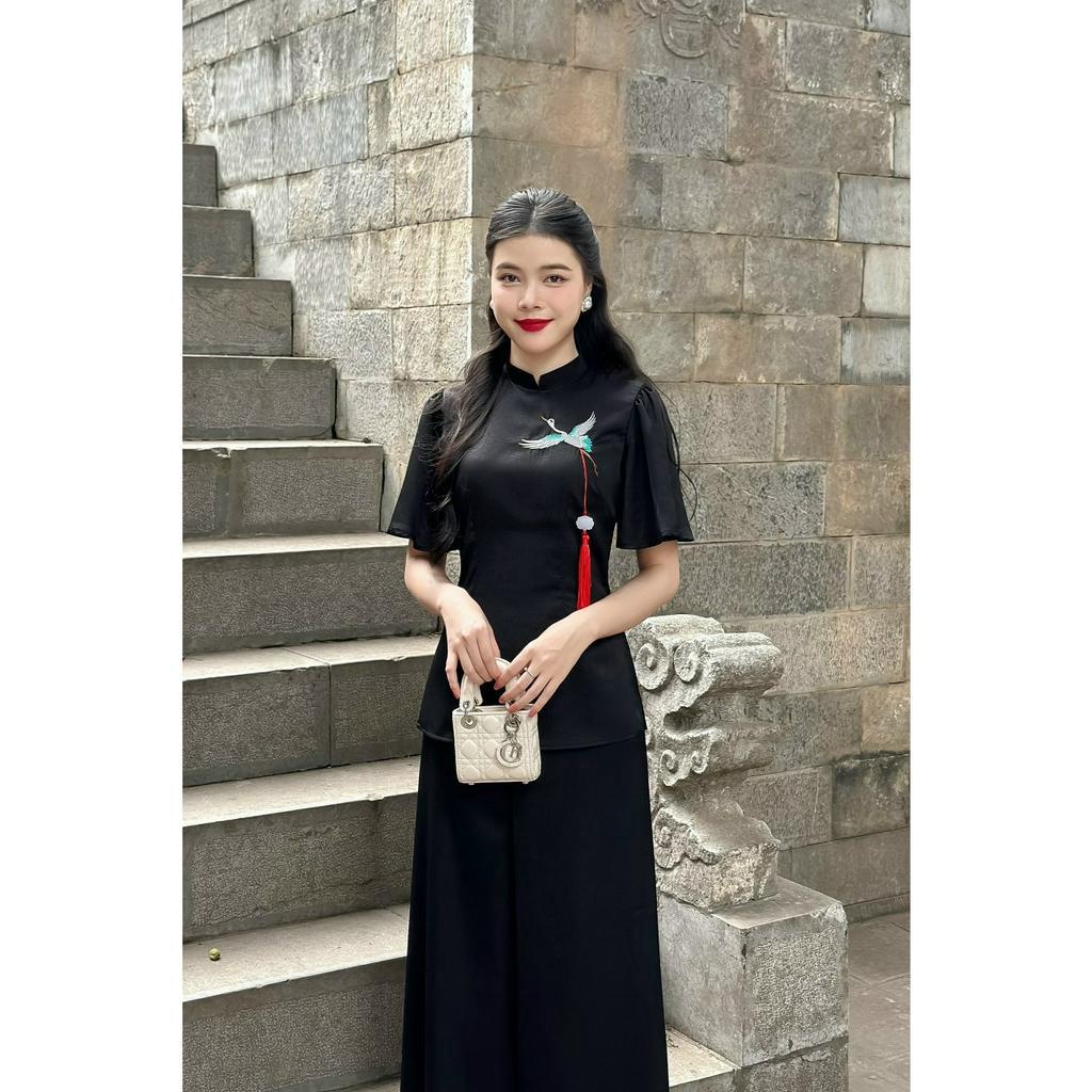 Pháp phục đi chùa, đồ bộ đi chùa nữ cao cấp chất liệu lụa mango thêu cao cấp - Pháp phục Viên Minh - VM07