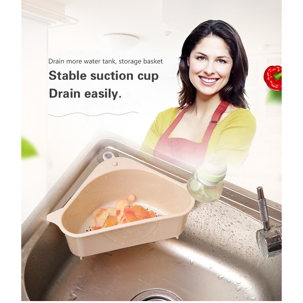 Rổ thoát nước gắn bồn rửa chén có cốc hút chắn chắn đa năng đựng đồ gọn gàng