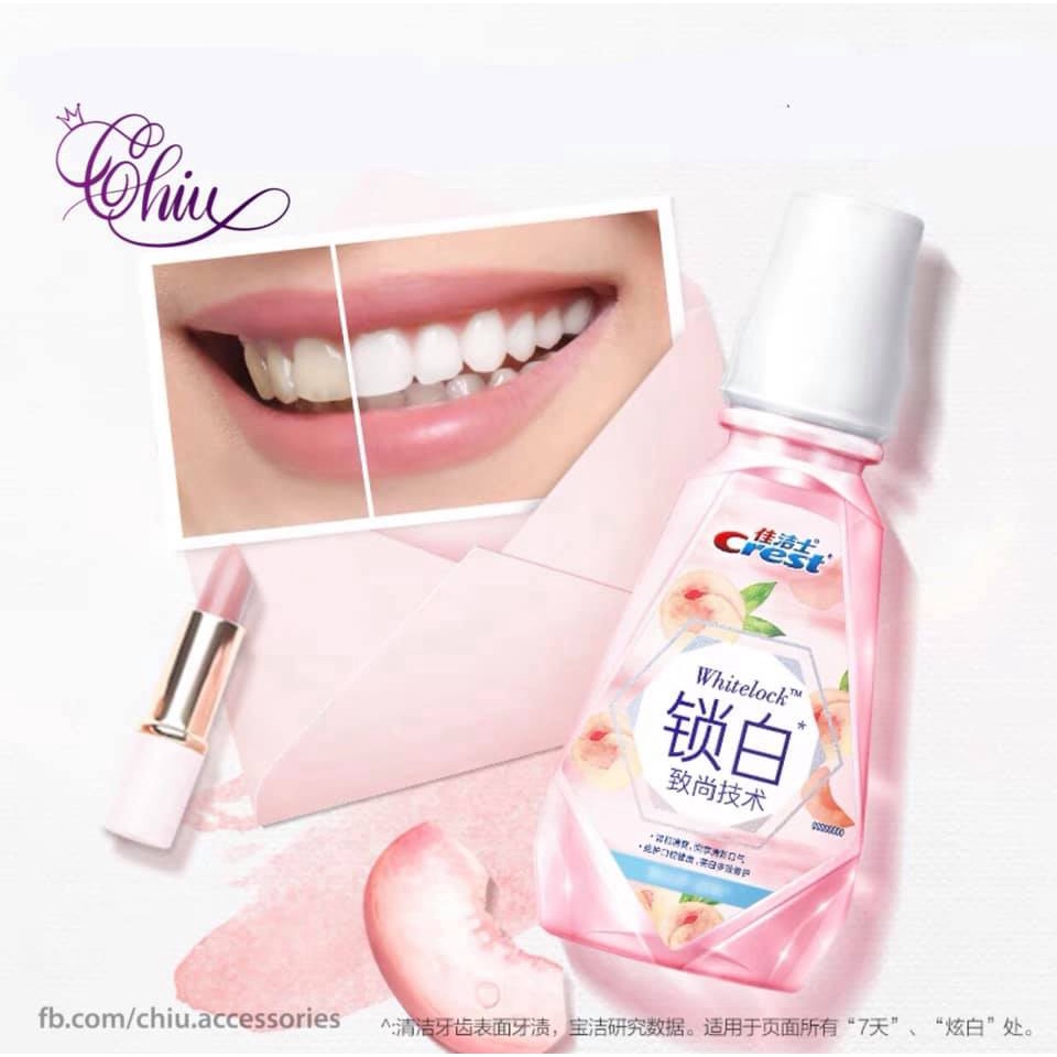 Nước súc miệng Crest WhiteLock hương đào trắng răng thơm miệng 250 ml
