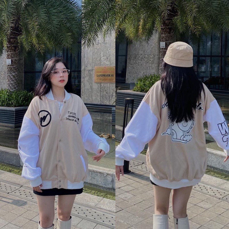 Khoác nỉ ngoại bomber in hình unisex &lt; 70kg