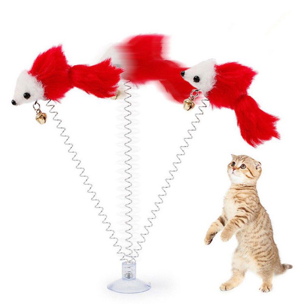 Cây lò xo đồ chơi cho mèo gắn trên bàn, sàn gạch đồ chơi tự tương tác cho mèo thú cưng