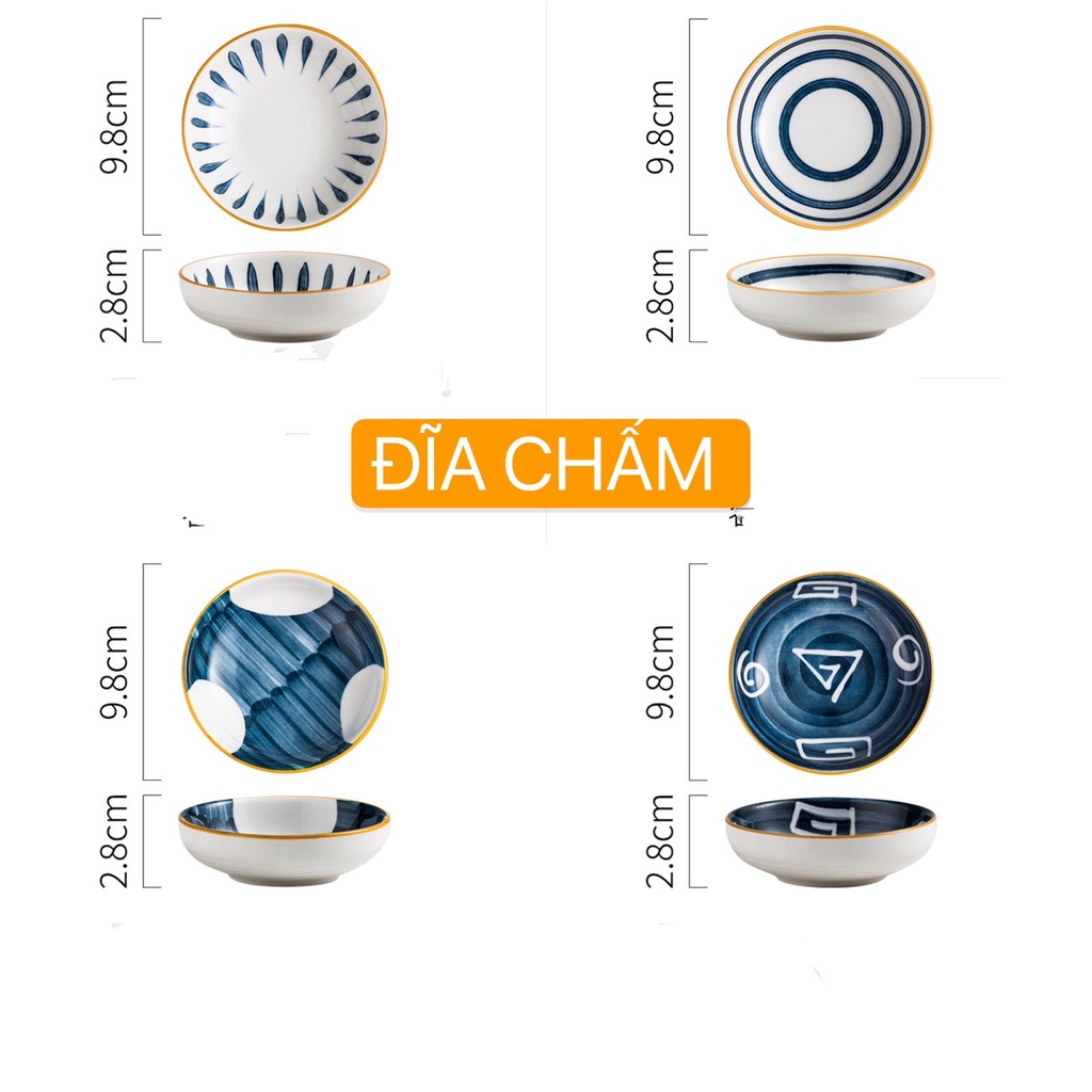 SET 4 BÁT CHẤM PHONG CÁCH NHẬT BẢN