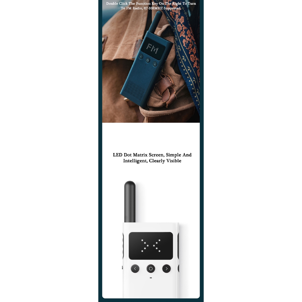 Bộ Đàm Thông Minh Xiaomi Mijia Walkie Talkie 1S Kèm Loa FM Và Phụ Kiện