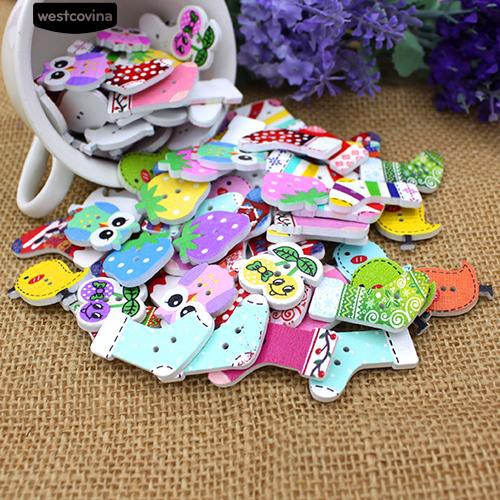 Bộ 50 Khuy Gỗ Hình Chim Cú Xinh Xắn Dùng Để Trang Trí Sản Phẩm Thủ Công