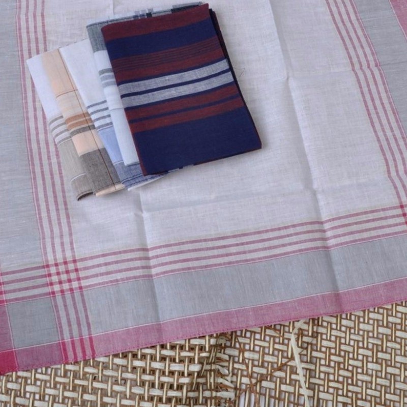 Bộ 5 Khăn Tay Cotton Vuông Kẻ Sọc Cá Tính Cho Nam