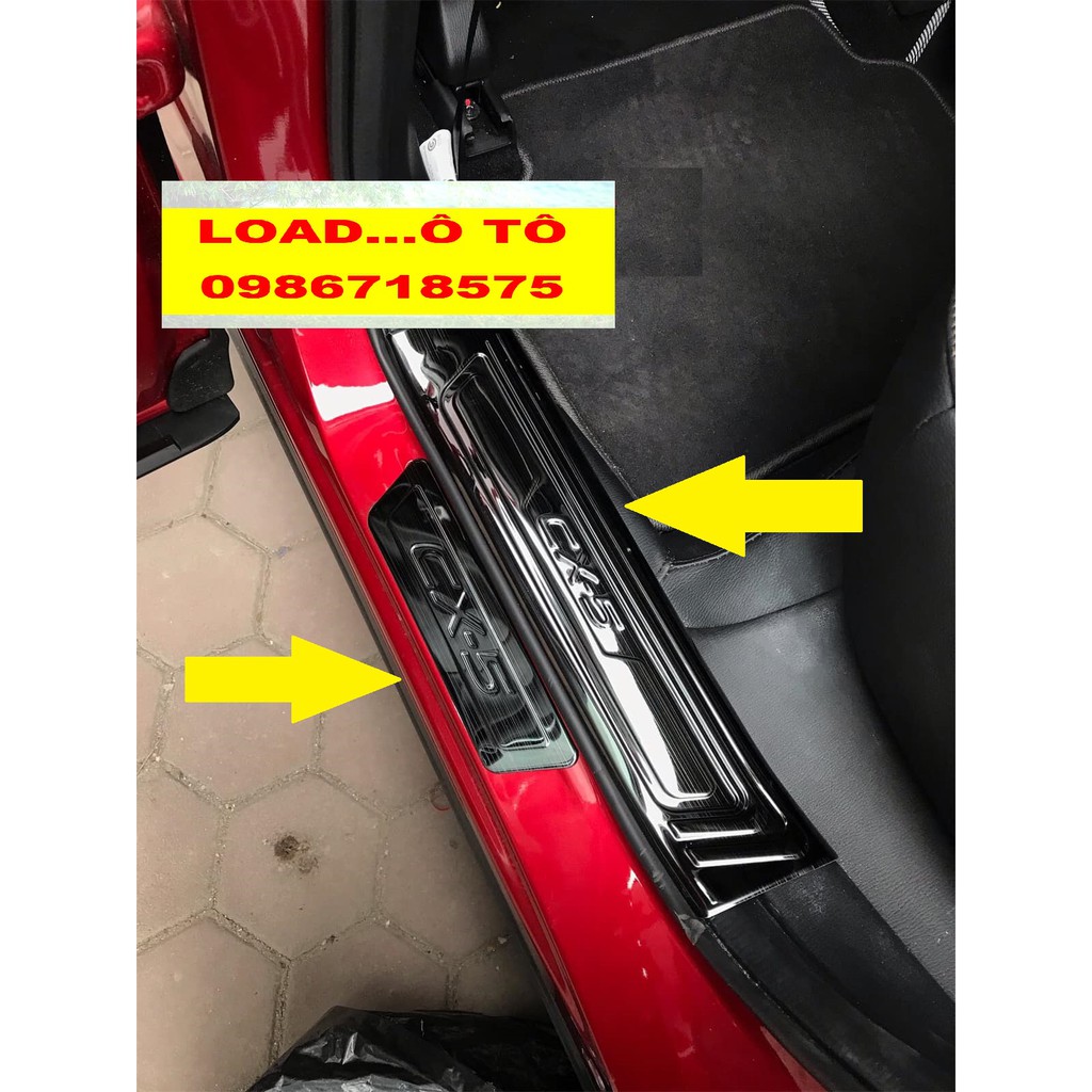 Ốp Bậc Cửa, Nẹp Bước Chân Trong Ngoài Xe Mazda CX5 2022-2018 Chất Liệu Titan Black