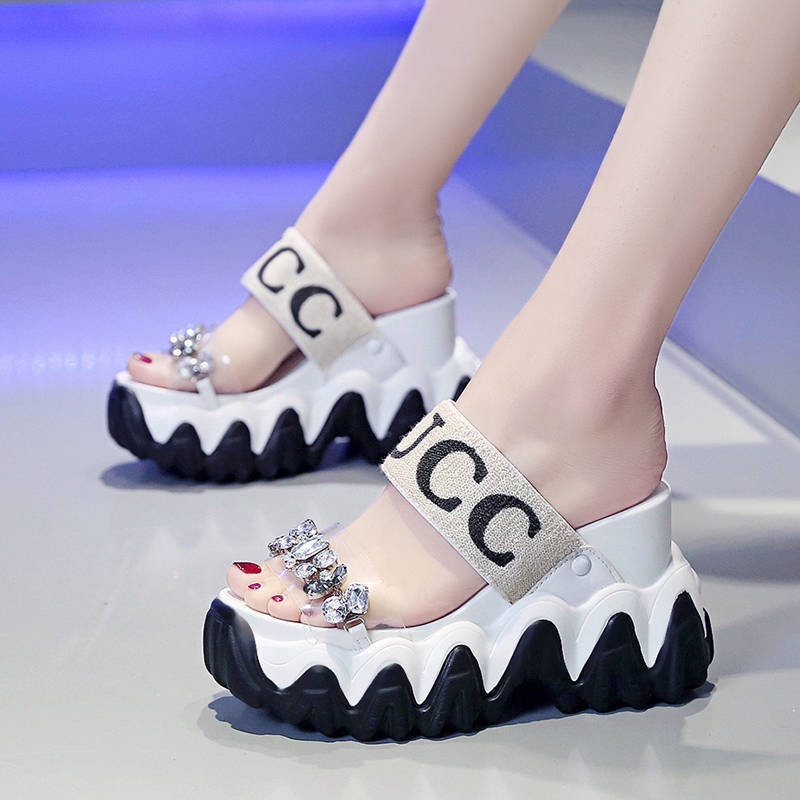 Dép Sandal Đế Xuồng Dày Cao Gót Phong Cách Mới Dễ Phối Đồ Cho Nữ