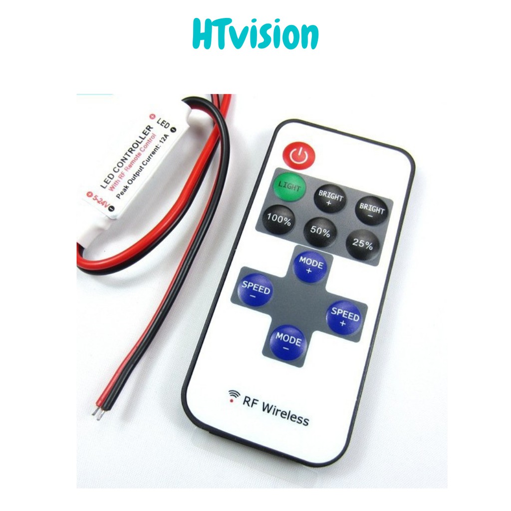 Remote LED Controller 5 - 24V 12A bộ điều khiển lé từ xa sóng RF với  hiệu ứng Dimmer, điều chỉnh tốc độ nháy